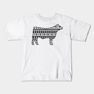 Show Steer with Southwest Pattern Kids T-Shirt